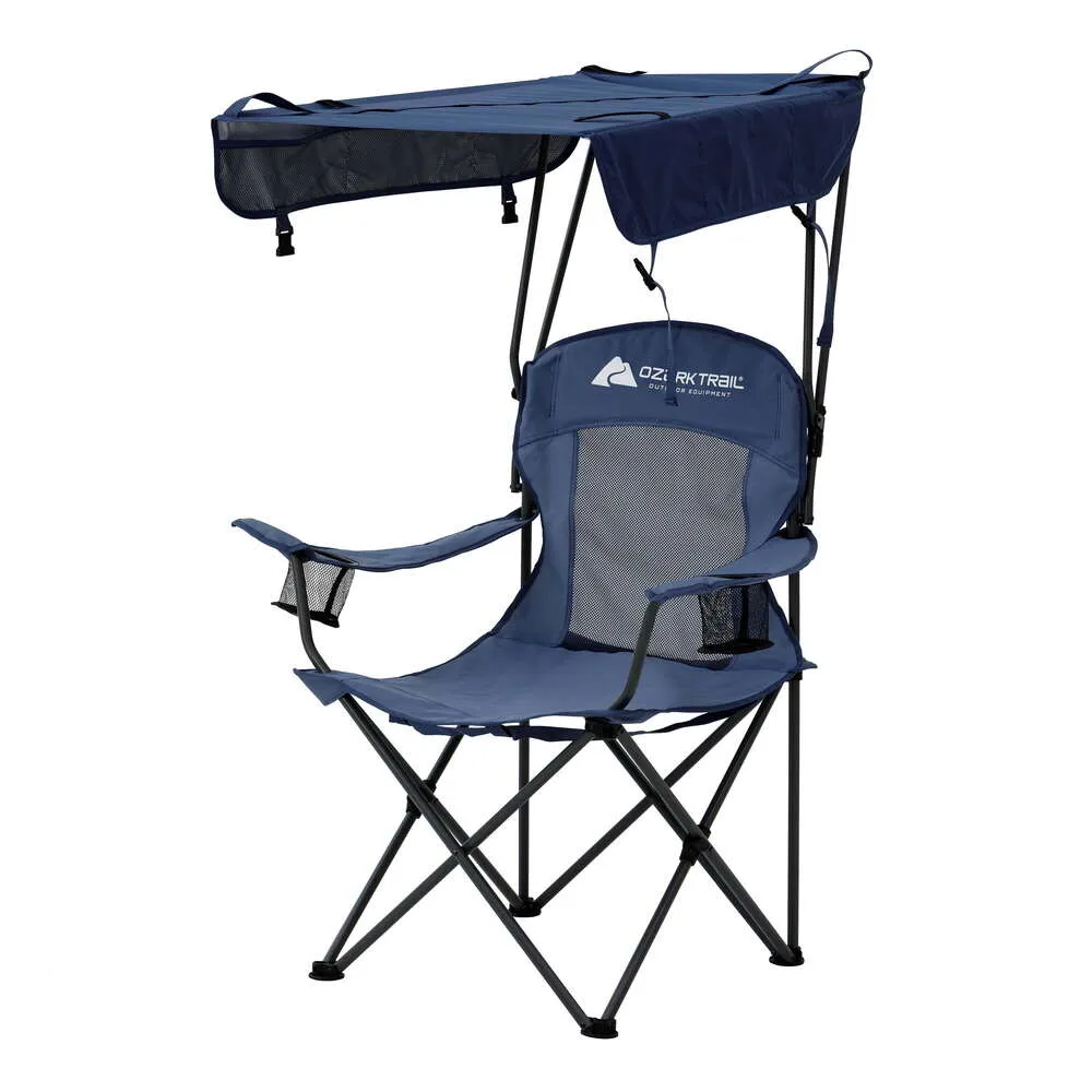 Chaise de camping à auvent ombragé Ozark Trail Sand Island avec porte-gobelets