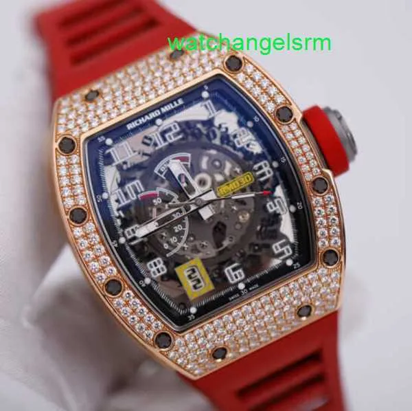 RM Relógio de Pulso Celebridade Relógio Casual RM030 Conjunto de Relógio Mecânico Automático com T Quadrado Diamante Rosa Ouro Máquinas Automáticas Swiss Famous