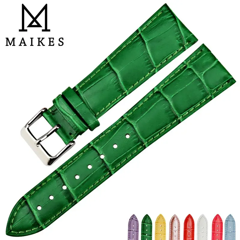 Set Maikes Watch Accessories 16mm 18mm 20mm 22mm Watch Band äkta Leather Watch Strap Fashion Green For Women Watchbands