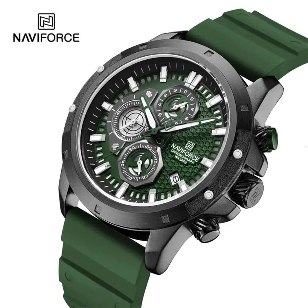 NAVIFORCE Casual Sport Wristwatch for Men Fashion Waterproof Clock Silicone Strap Chronograph Quazt Watches Reloj Hombre