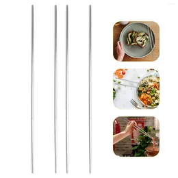 Kitchen Storage 2 Pairs Kids Anti-scalding Chopsticks Washable Long For Cooking Stainless Steel Child
