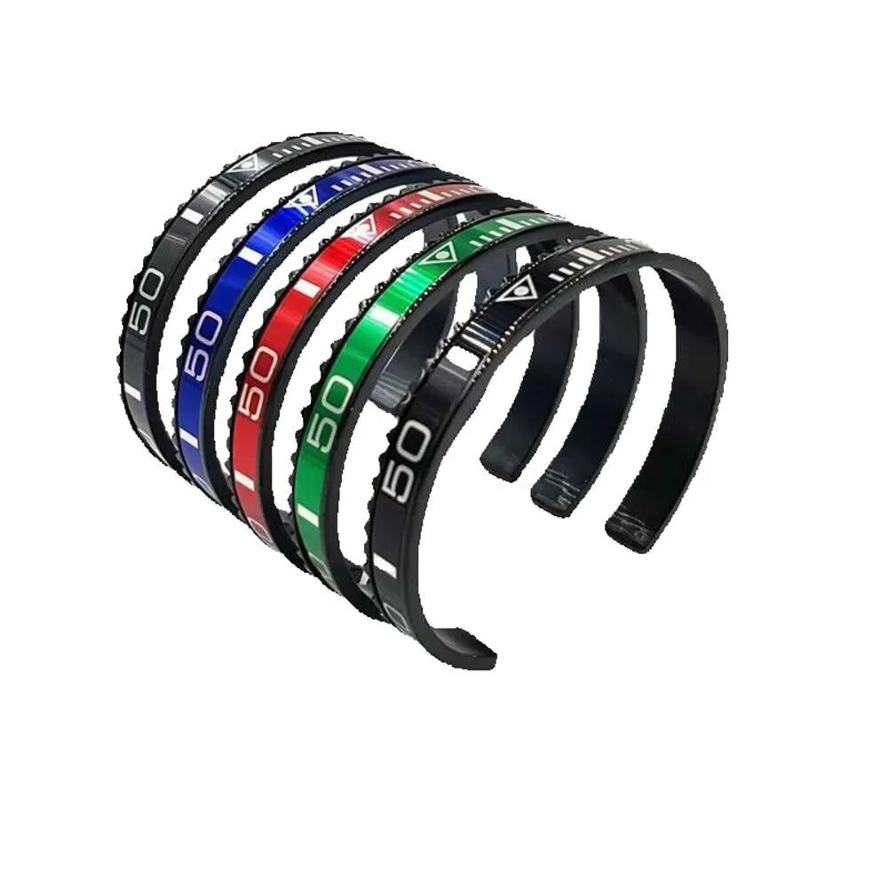 Braccialetti con ciondoli e polsini con diametro placcato nero in acciaio inossidabile 316l, bracciale con castone per tachimetro, gioielli da uomo