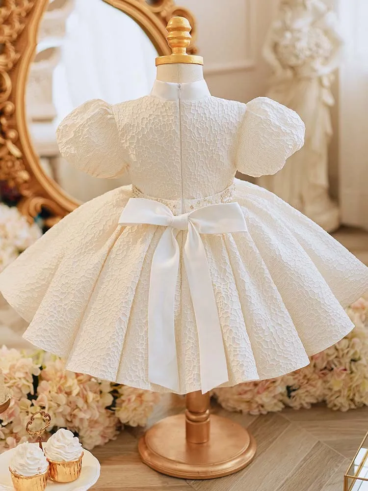 Sweet White High Collar Flower Girl Dresses Girl's Birthday Dresses Girls Party Kirt Girl vardagliga klänningar Kids 'Party Wear SZ 2-12 D321089