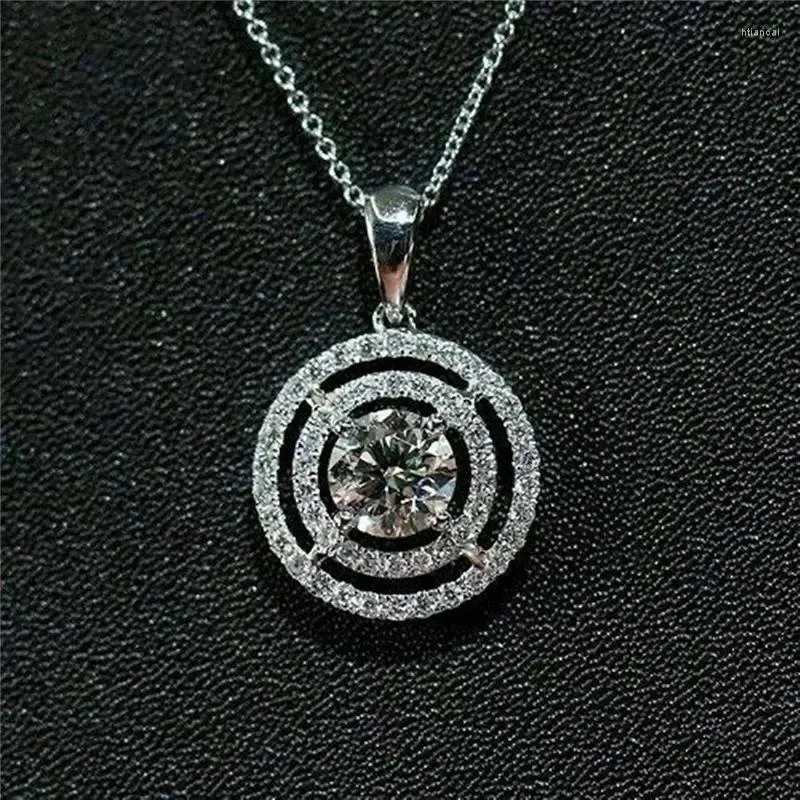 Pendentif Colliers Luxe élégant rond en forme de collier pour les femmes brillant cubique zircone mariage fiançailles bijoux à la mode 2024