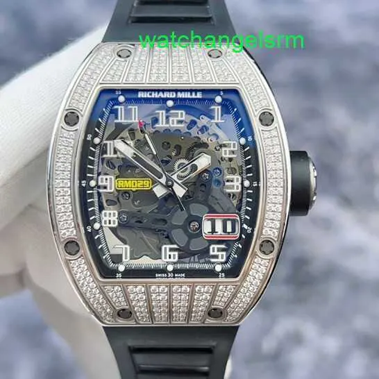 Montre-bracelet mécanique de course RM, Rm029 Wg, diamant Original, or blanc 18 carats, cadran ajouré, affichage de la Date