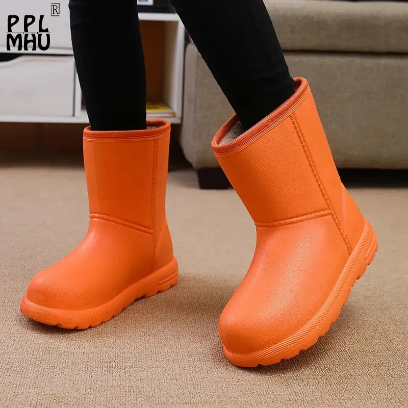 Laarzen Eva Wearresistent Warm Rubbe Snow Boots Winter waterdichte non -slip platform Werkschoenen Round Head Women Dikke Rain Boots