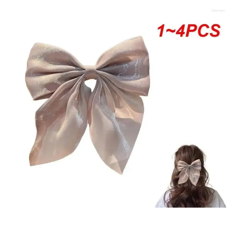 Accessoires de cheveux 1-4pcs Top Clip Satin Mode Bandeau avec clips Bow Épingle à cheveux Coiffe Pin Printemps Rétro Couche Papillon pour les femmes Dr Otwez