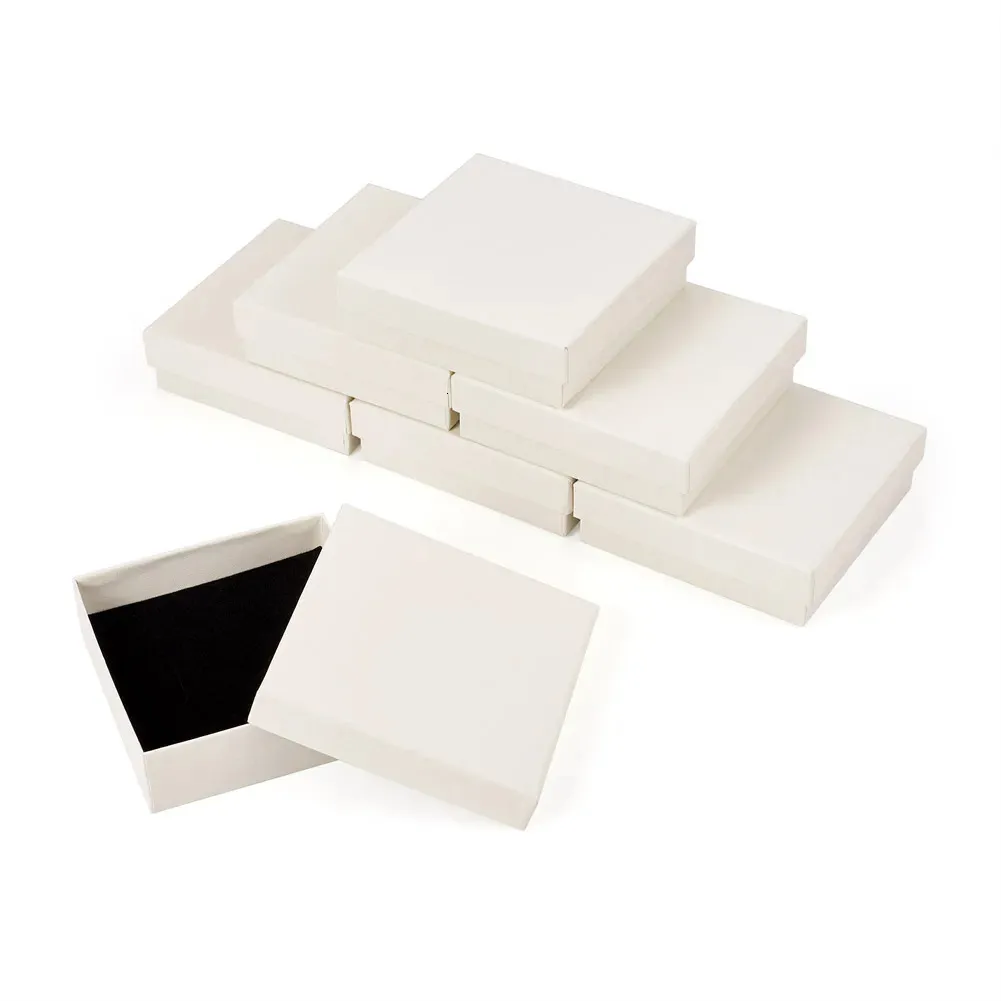 Rectanglesquare Marble Paper Cardboard smycken gåvor Box för halsbandsarmband ringar Kartongförpackningsförvaringsbox 240314