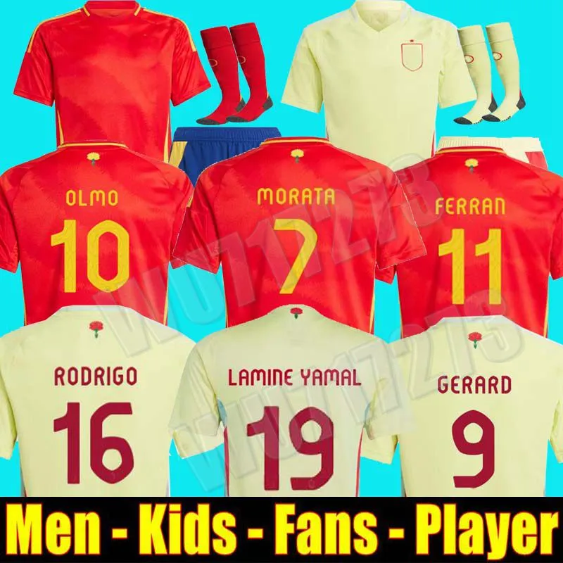 2024 إسبانيا كرة القدم القميص 24 25 Pedri Espana Morata Ferran Koke Gavi Lamine Yamal Player Football Tirts Men Kits Kits Llorente Ansu Fati Carvajal Olmo Woman