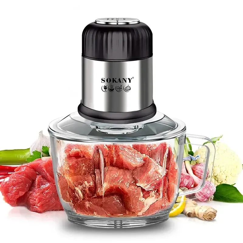 Kvarnar Nytt högkvalitativt hem Electric Meat Grinder Mini Food Chopper för hushåll 2L Kapacitet Högkvalitativ köttkvarn