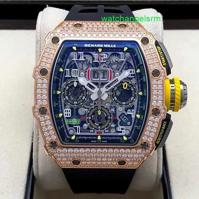 RM Watch Timeless Watch Timepiece Rm11-03 Machinery 44,5*50mm Rm1103 Rohdiamant aus Roségold