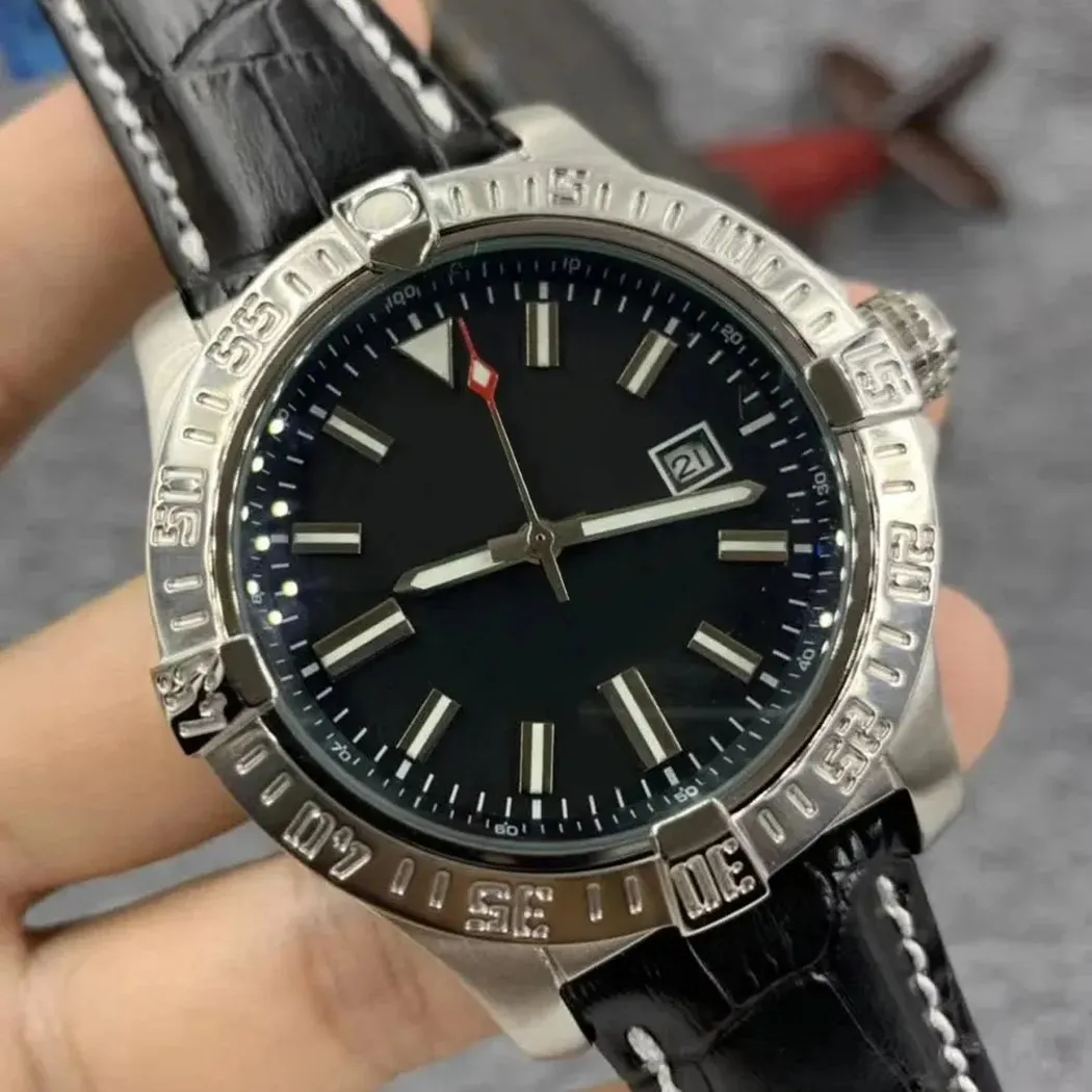 U1 Top AAA Bretiling 44MM Avenge Seawolf Horloge met zwarte wijzerplaat Automatisch mechanisch uurwerk Datum Herenhorloge Roestvrij stalen band Horloges 8Y47