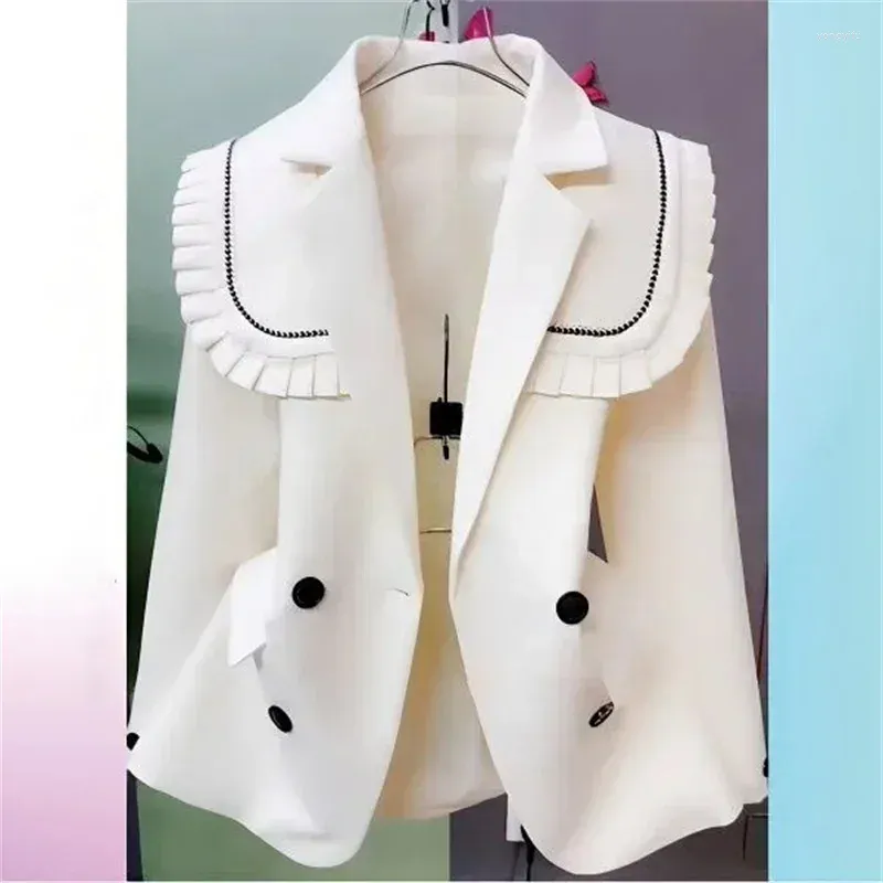 Vestes pour femmes Collier marine au printemps et à l'automne de 2024 Sentiment de haute qualité Personnalité de la mode Petit costume Noir Casual Blazer Manteau Tendance