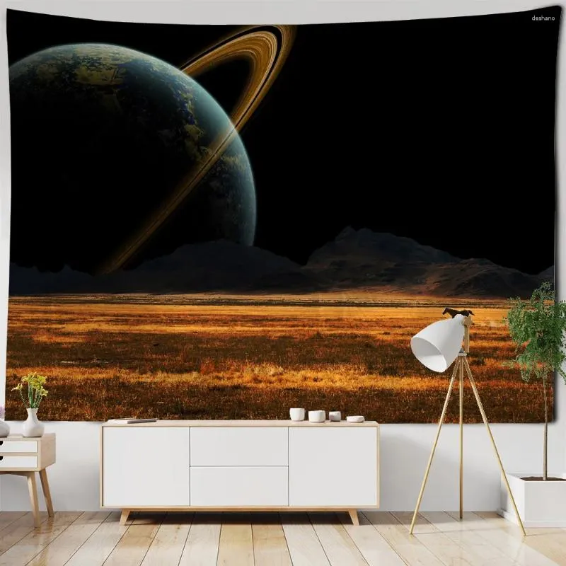 Tapisserier Dream Landscape Tapestry Wall Hanging Starry Sky Castle Bohemian Printed tyg Hemdekorationrum