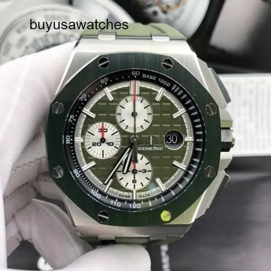 Montre-bracelet AP élégante et minimaliste, série Royal Oak Offshore, acier de précision en carbone forgé, machines automatiques, affichage de la date 44mm, fonction de synchronisation, montre d'affaires pour hommes