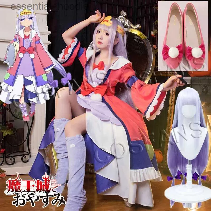 Cosplay Trajes de Anime Dormindo no castelo do demônio Maoujou de Oyasumi ss Syalis venha role-playing lindo vestido feminino conjunto completo de sapatos de perucaC24321