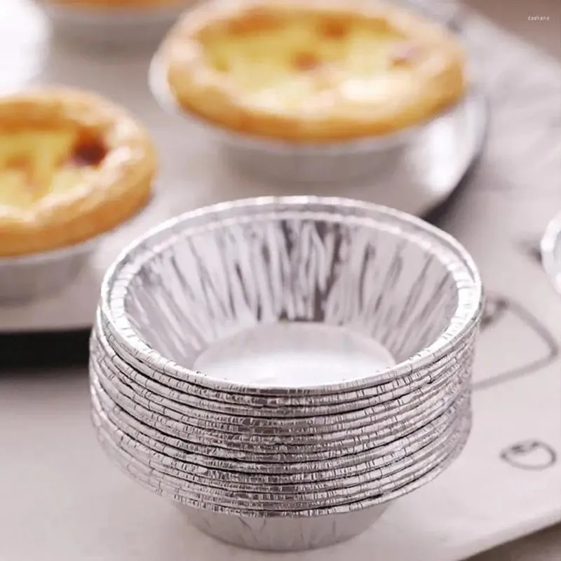 Narzędzia do pieczenia 50pcs desery cukierki jednorazowe tartę jajka formy bezsłabna blaszana srebrna aluminiowa folia odporna na smar