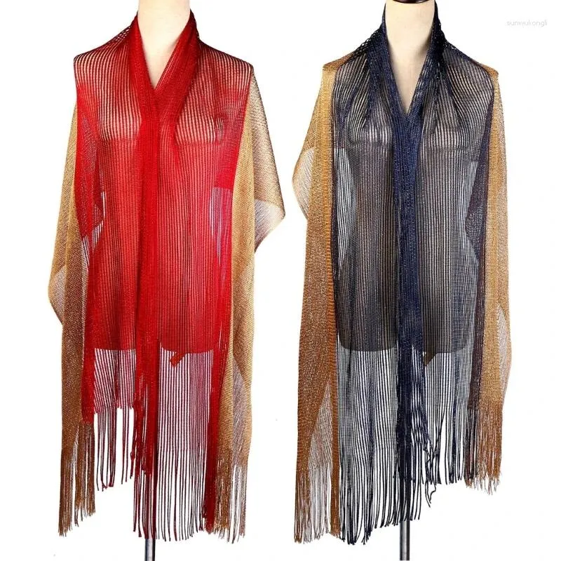 Scarves Woman Color Matching Sheer Shawl For Wedding Carnival Travel Breathable With Fringe Trim Outdoor Supplies