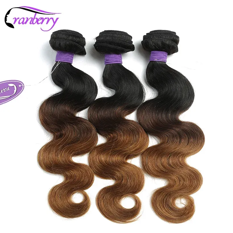 Bundels Cranberry-haar Ombre Braziliaans Body Wave Weefbundels van echt haar 3 pcs T1B/4/30 Blond Ombre Bundels van echt haar 100% Remy-haar