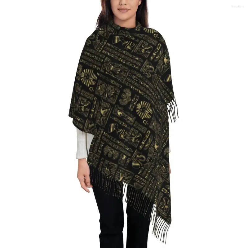 Sjaals Egyptische hiërogliefen en goden sjaal wrap vrouwen lange winter warme kwast sjaal unisex oude Egypte