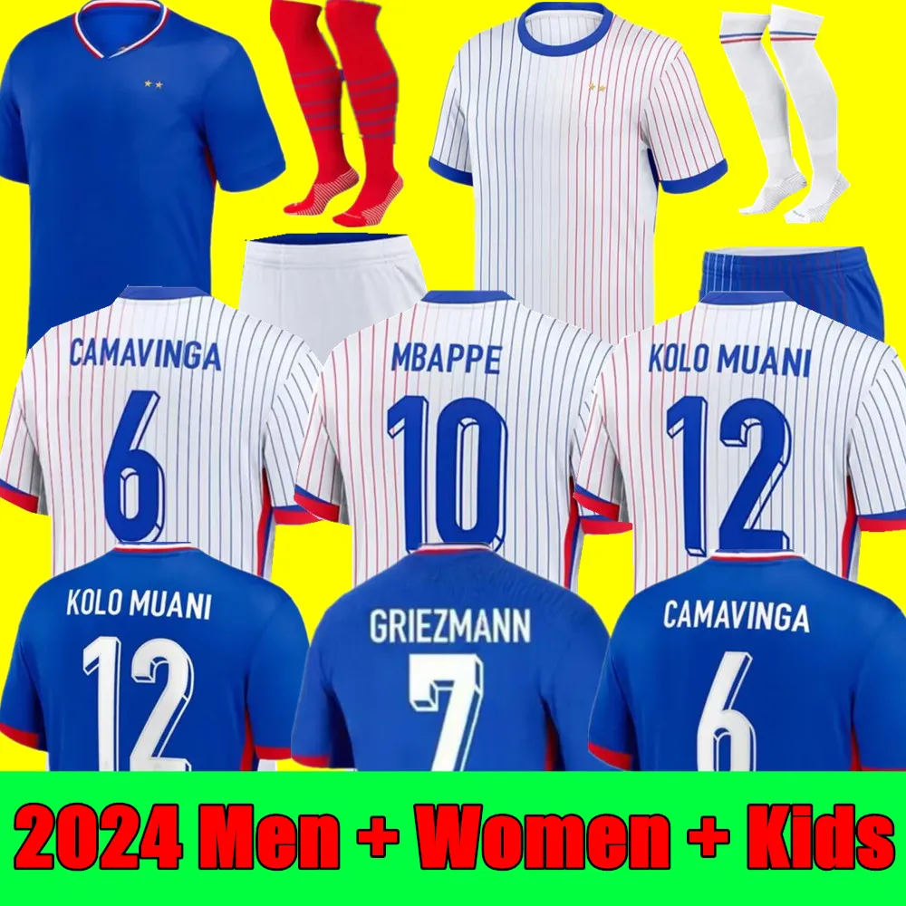 Finaller Maillots de Futbol 2024 Futbol Forması Fransız Benzema Futbol Gömlekleri Mbappe Griezmann Kit Gömlek Erkek Kadın Çocuklar Tchouameni Frances Dembele Giroud