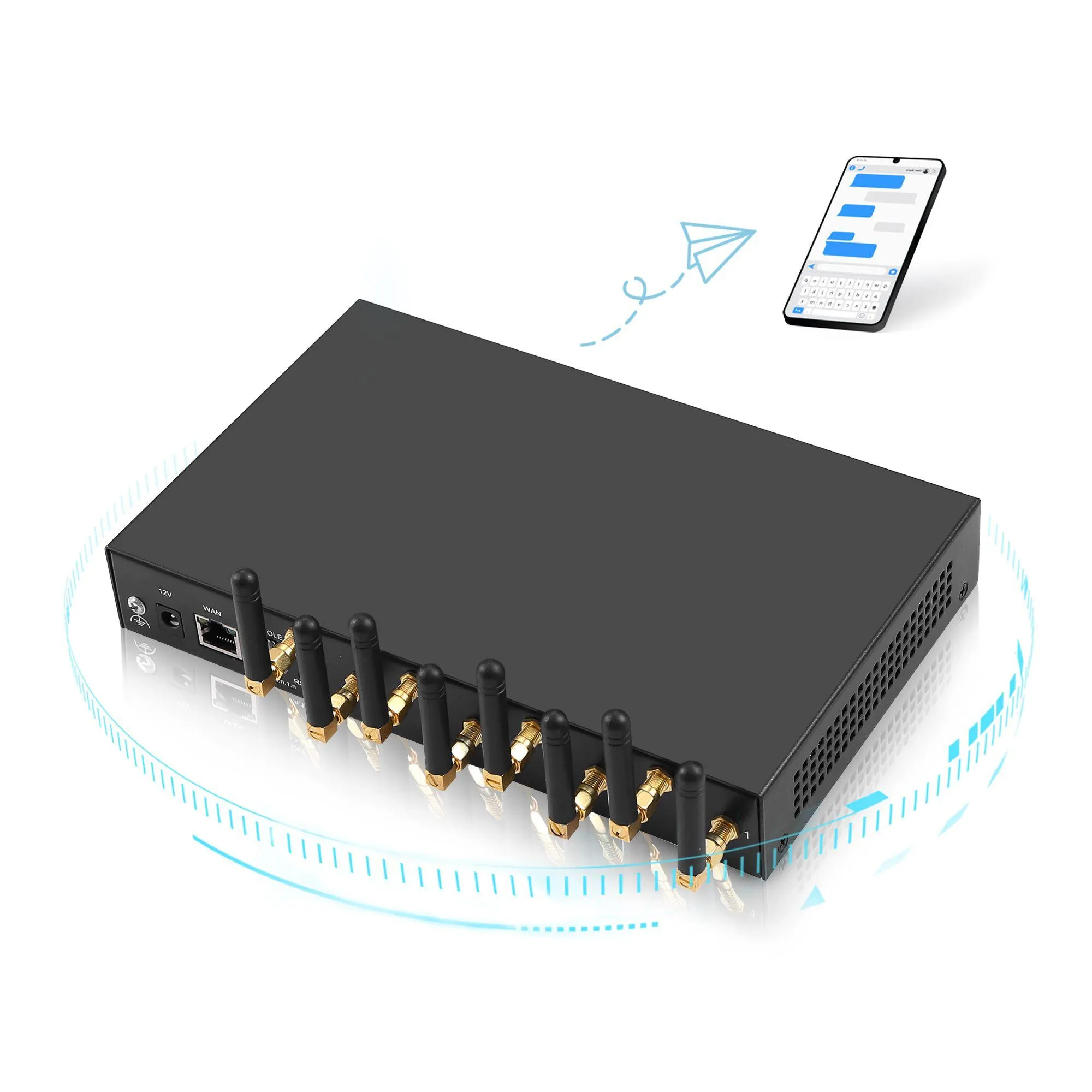 Modems 4G LTE 8 canaux d'antenne signal à gain élevé prise en charge du modem sans fil Smpp Http Api analyse des données et système de notification SMS Drop D Otkro