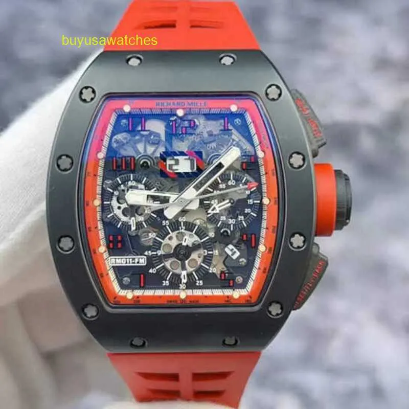 RM Watch Racing Watch Montre de sport RM011-FM Édition limitée à 88 exemplaires RM011 Chronographe en céramique noire Midnight Fire