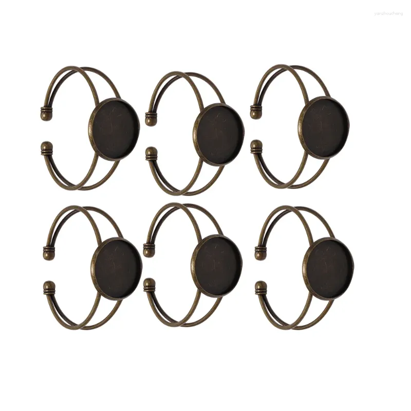 Charm Bracelets 6pcs Adjustable Blank Bangle Cuff Bangles Bracelet Bezel Settings For DIY Jewelry Making 18mm