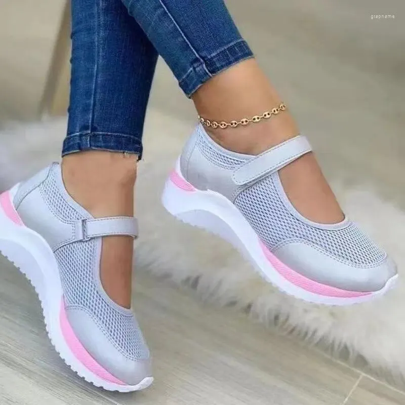 Casual Shoes Women Vulcanized Mary Jane Mesh Hook Loop Platform Sneakers