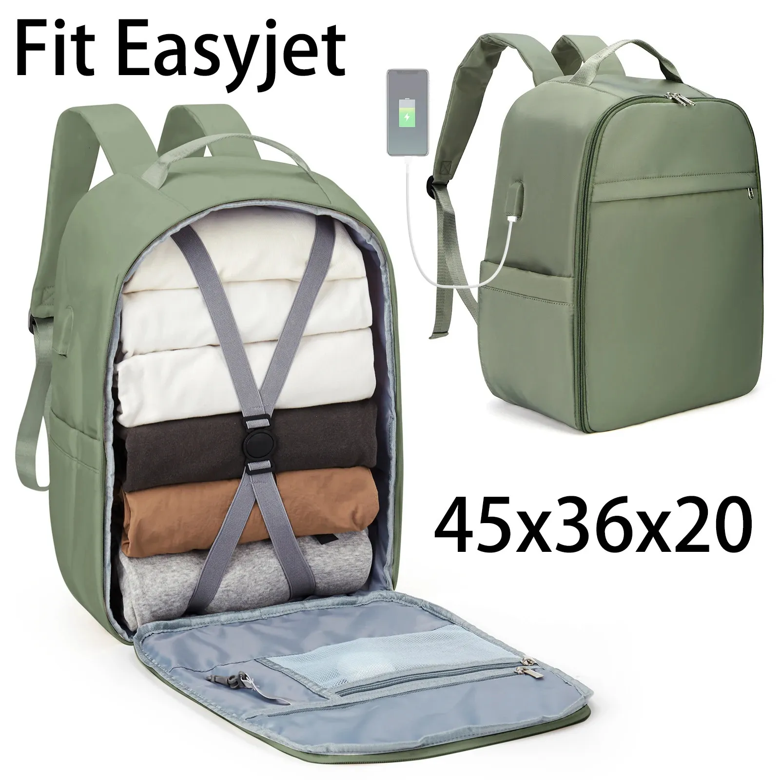 EasyJetキャビンバッグ45x36x20バックパック旅行女性ライアンエアと飛行機の手荷物ラップトップマンデイパック240320