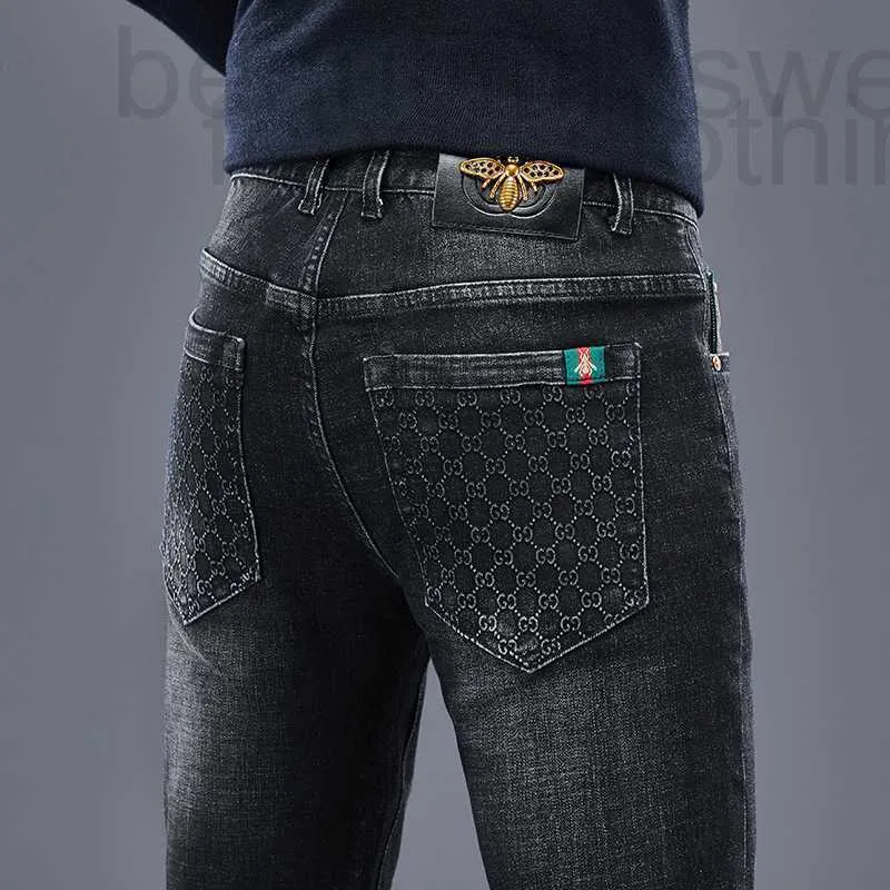 Jeans voor heren designer designer merk lente en zomer nieuwe geborduurde kleine bij elastische denim lange broek legging mode jeugdkleding 671O X5GO