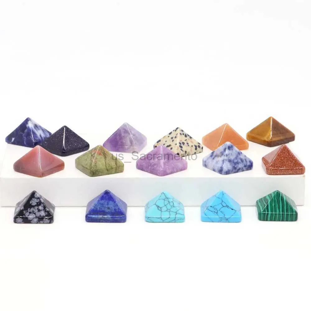 Visage Masseur En gros 20mm mini pyramide pierre naturelle cristal thérapie spirituelle quartz pierre précieuse point tour méditation décoration de la maison artisanat bijoux à bricoler soi-même 240321