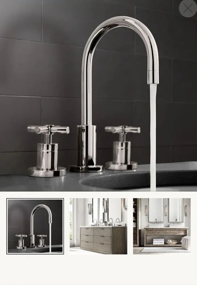 استعادة الأجهزة Sutton Satin Nickel Cross-Handle 8 "Groenseck Set Faucet