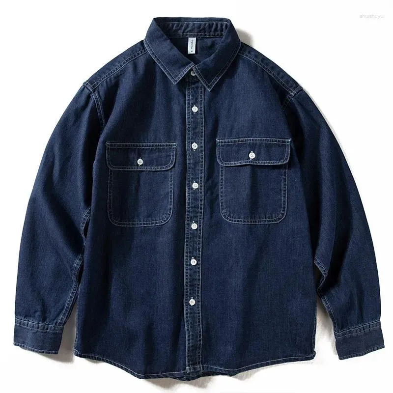 Camicie casual da uomo Camicia di jeans lavata e usurata Cappotto retrò sciolto a maniche lunghe