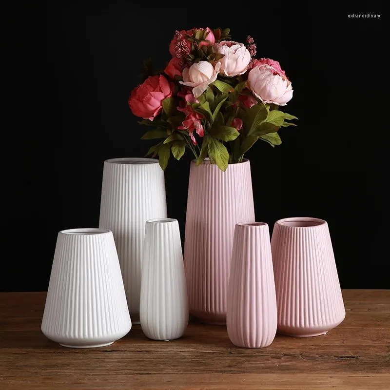Vasi Vaso in ceramica mediterraneo Nord Europa Moderno semplice Bianco polvere Grigio Ornamento Dispositivo per la disposizione dei fiori Glassa domestica
