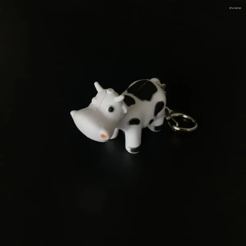 Keychains Easy To Carry Mini Touch Small Cow Vocal Key Rings LED Light Chain