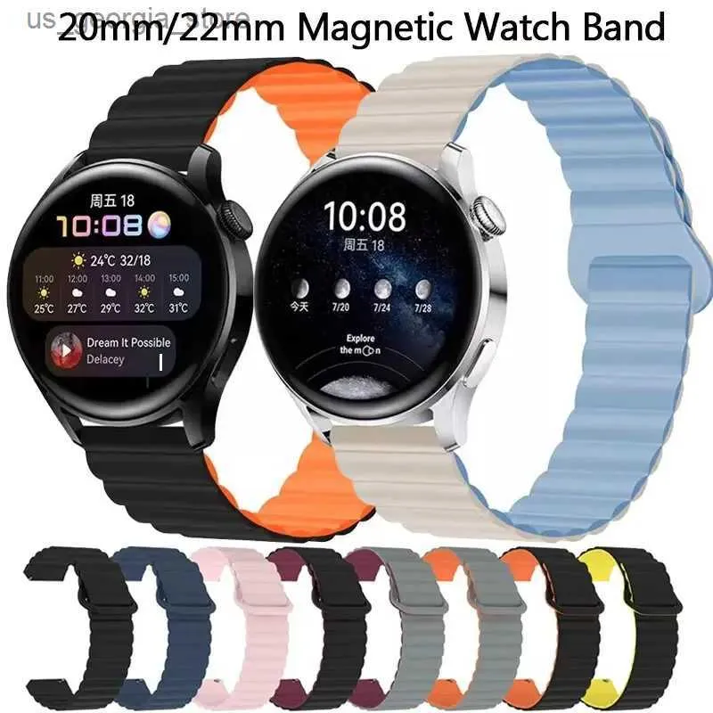 Watch Bands 20mm 22mm Strap For Samsung Galaxy 6 3 4 5/S3/Active 2 Sile Magnetic Loop Band For Amazfit Bip HUAWEI GT 4 46mm Y240321