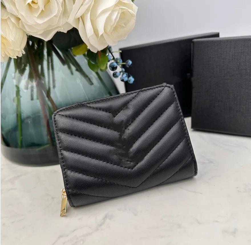 10A Designer Wallets & Holders womens wallet luxury purses short credit card holders male plaid money clutch bags with original box New style 1890 12*10*3CM Black color