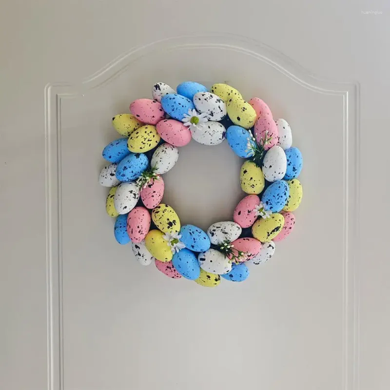 Party Decoration Bedroom Wall Hanging Ornament Easter Wreath Colorful Egg Flower For Front Door Room Spring Artificial