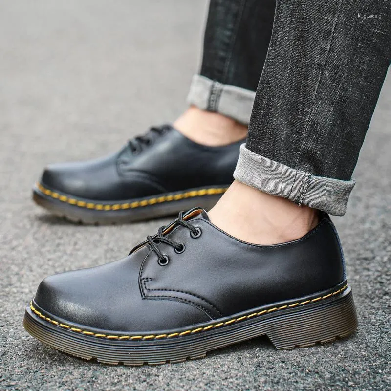 Sapatos casuais primavera fundo grosso masculino segurança ao ar livre carne tendão sola de couro genuíno trabalho oxford rendas até