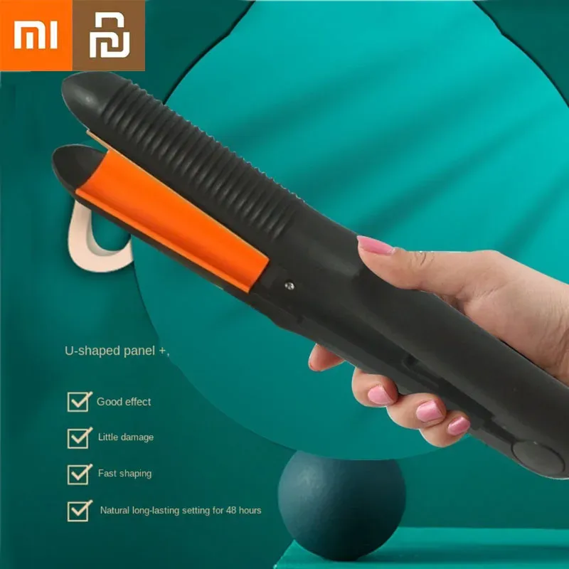 アイロンXiaomi Youpin Professional Hair Straightener Ushaped Fluffy Iron Board Curling Hair Curler 5Speed温度調整