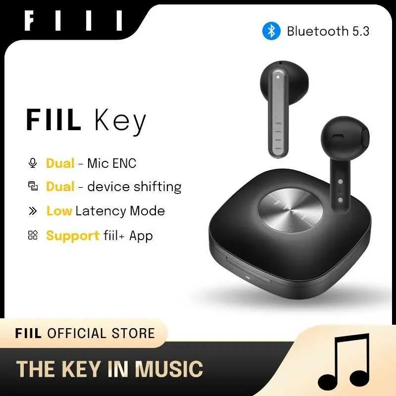 Cell Phone Earphones English version of FIIL Key Wireless Bluetooth 5.3 Earbuds TWS Dual Mic ENC Headphones Support App Dual Device Shifting Q240321