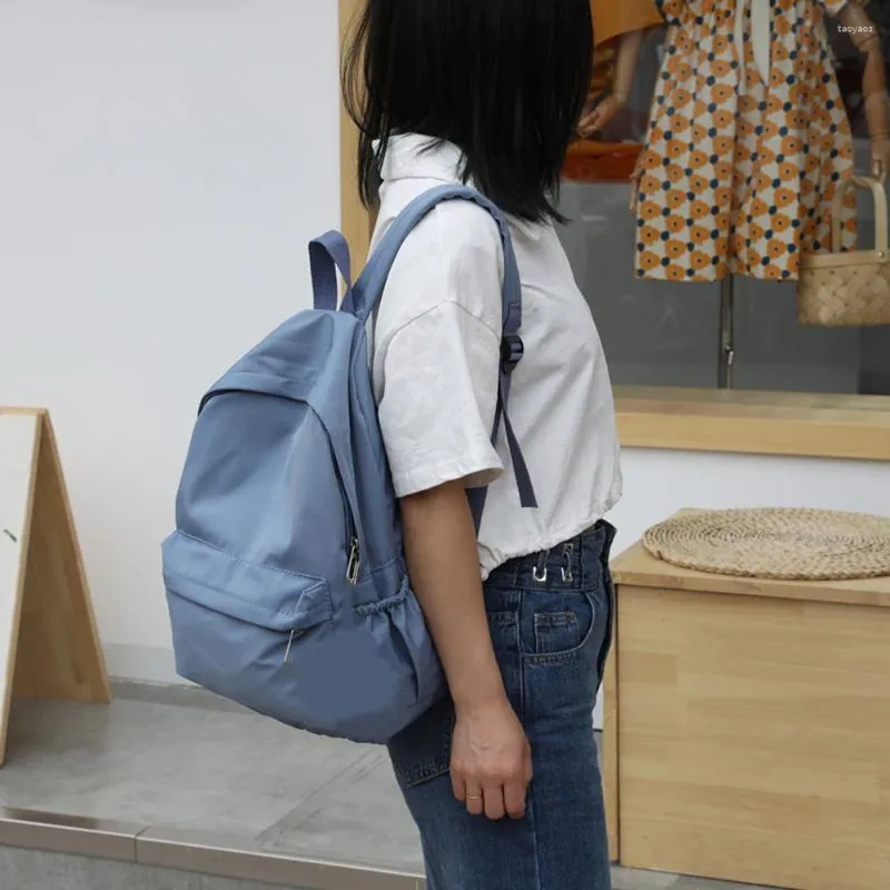 Borse da scuola Zaino da donna in nylon Stile preppy per ragazze Studenti Colore solido Zaino carino Zaini Mochila Zaino per bambini