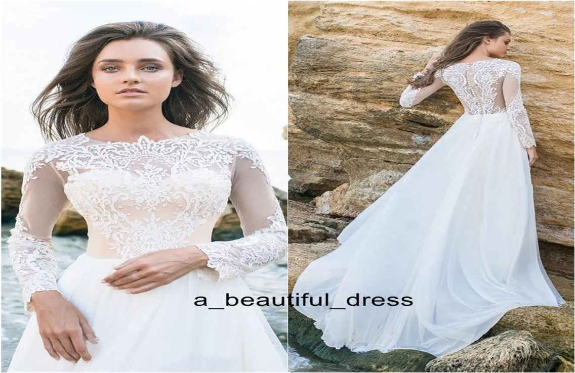 Lace Wedding Dress Long Sleeve Sexy Party Dress vestido de novia White Bride Dresses Chiffon Elegant Wedding Gowns Bridal Dresses7404742