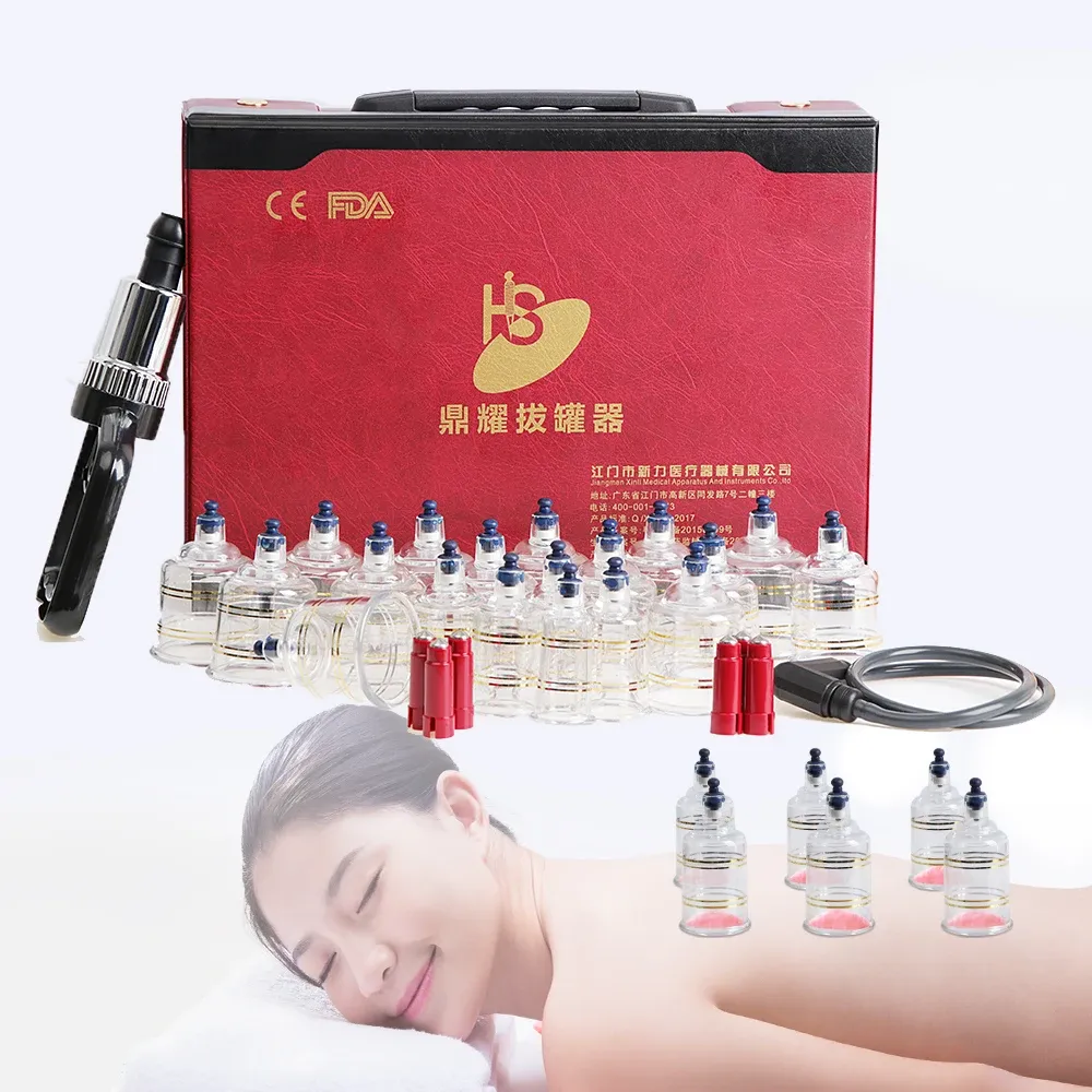 Massager 19 Cans Vacuum Hansol Cupping Therapy Set Suction Cups Acupunture Plastic Massager Body Care Guasha Ventosas Mase Facial Jars