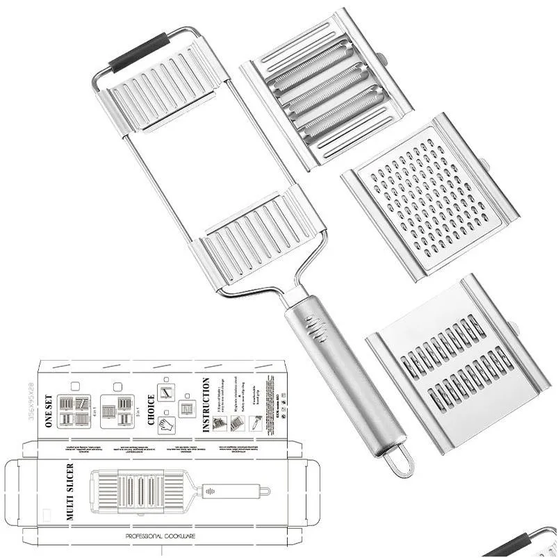 Fruit Vegetable Tools 4In1 Slicer Mtifunctional Manual Food Grater Cutter Potato Shredders Household Grinders Kitchen Stuff Drop D Dhqyc