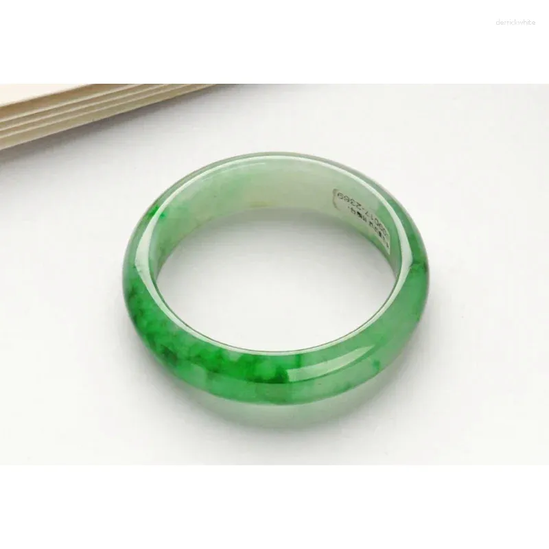 Bangle Myanmar Real Green Jade Barkes Handclved Flower Emerald Bracelet Women Bracelets Jewelry Jadeite