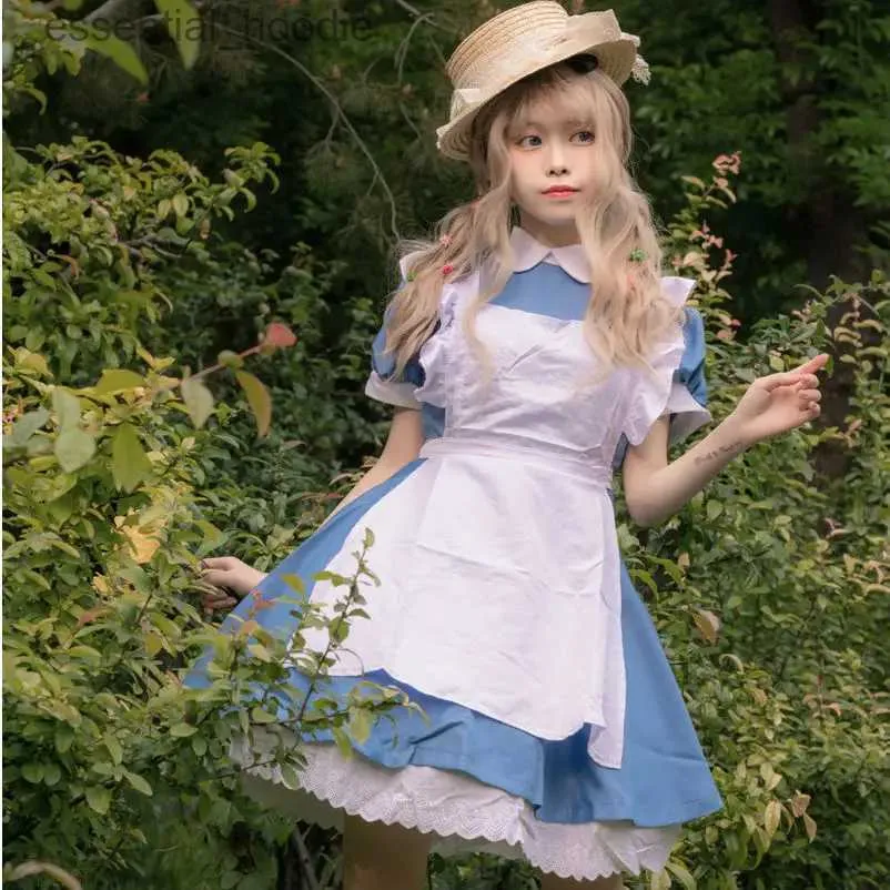 Cosplay Anime Costumes Alices Adventures in Wonderland Rollspel Let’s Go Lolita klä sig ut som en piga Förkläde fantasier om Carnival Halloween är Herec24321