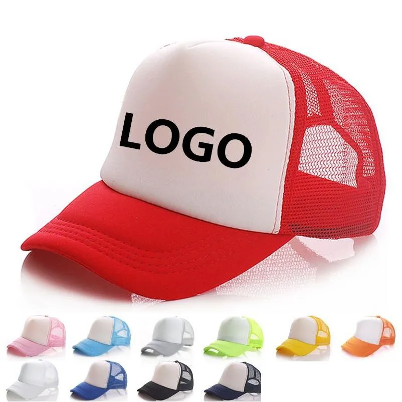 Bonés de bola Bonés de camionista simples para Adts Homens Mulheres Impressão Personalizada Bordado Logotipo 5 Painéis Em Branco Verão Malha Cap Ajustável Snapback Spo Dhn60