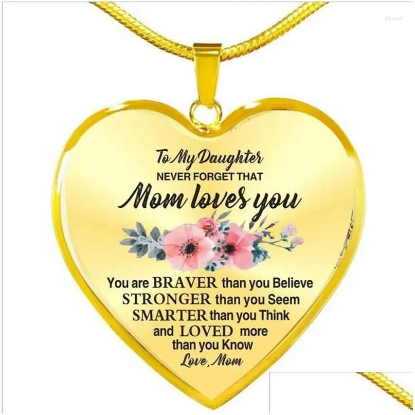 Pendant Necklaces High Quality To My Daughter Heart Necklace Dad Loves You Inspirational Letter For Women Choker Jewelry Gift Drop Del Otumb